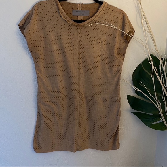 ZARA Suede Scoop Neck Top - Picture 2 of 8